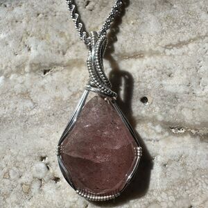 Sterling Silver Strawberry Quartz Necklace Pendant